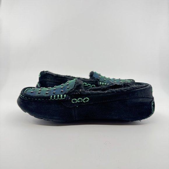 Ugg Slippers Womens Size 6 Ansley Stud Black Watch Tartan Uggpure Grunge Suede - Picture 4 of 10